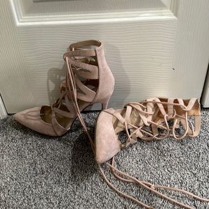 Forever 21 lace up suede heel.
